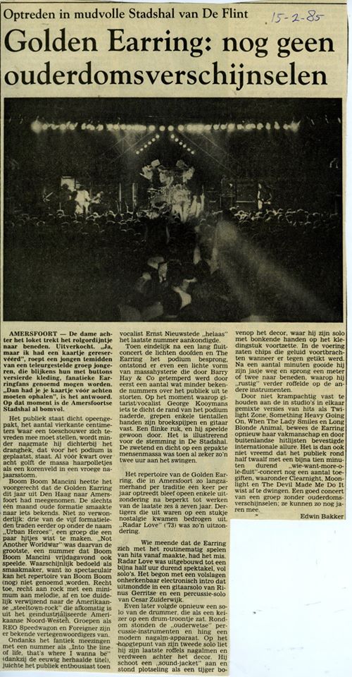 Unknown newspaper Golden Earring show review Amersfoort de Flint